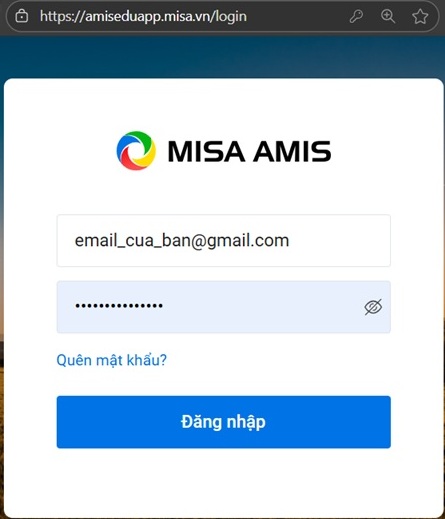 MISA AMIS- Quên mật khẩu